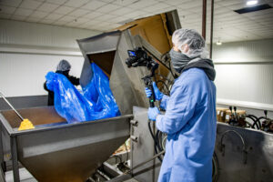 Person on-site photographing food manufacturing facility